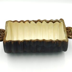 glinen pekač za potico z roči, pottery art, glinen pekač za šarkelj z roči