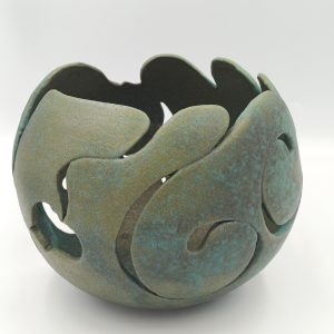unikatna turkizna skleda iz gline, pottery art, glinena skleda z vzorcem