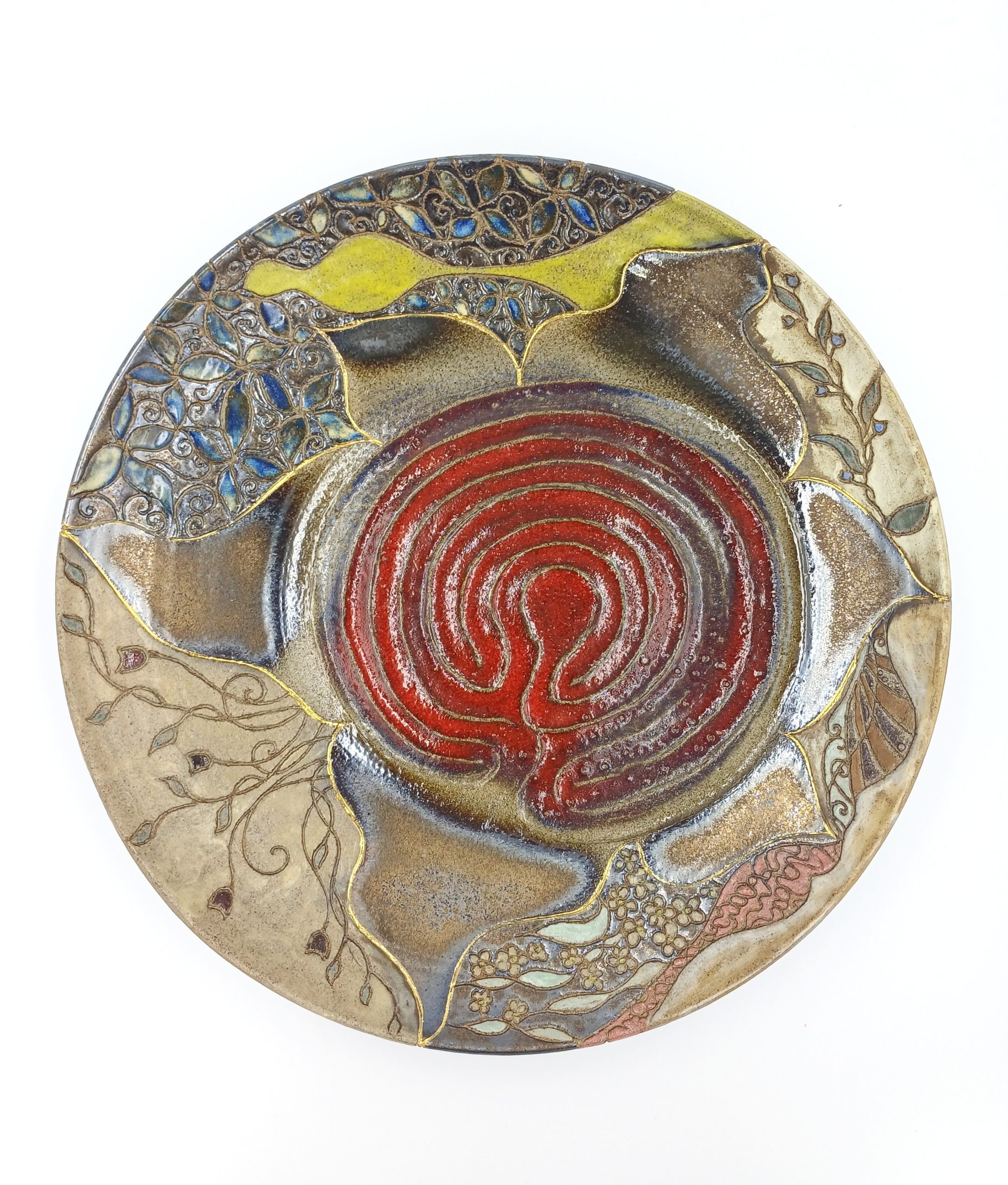 Sončni labirint na krožniku, pottery art, Labirint moči